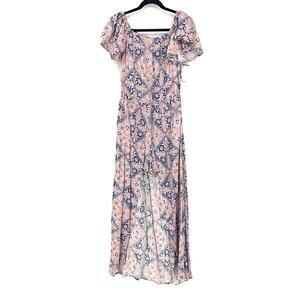 Derek Heart Women's Size M Off Shoulder Romper With Overlay Skirt Paisley Pink